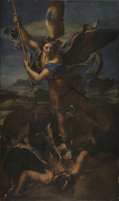 Sint Michaël verslaat Satan door Raffaello Sanzio Raphael